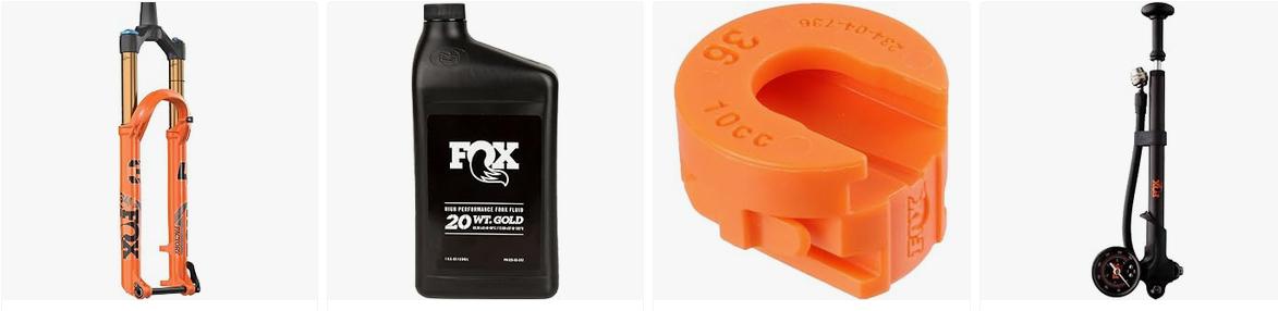 Forcella FOX, olio, riduttore di volume e pompa per sospensioni
