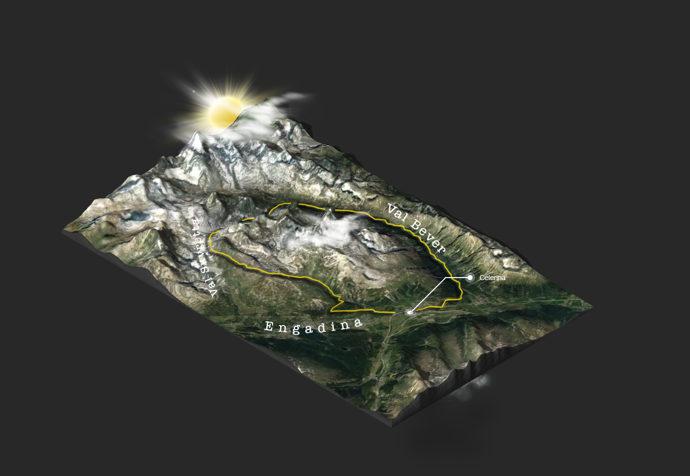 Mappa 3D suvretta Loop mtb tour