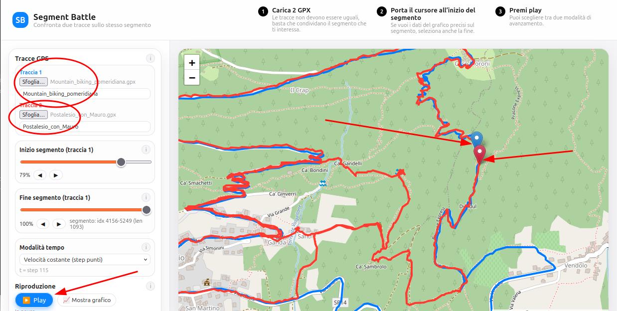 Segment battle: confrontare due tracce gpx sullo stesso segmento